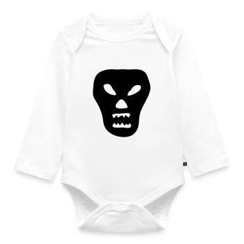 skull devil skull head demon pirate coffin - Organic Longsleeve Baby Bodysuit - white - Front