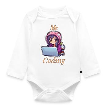 Coding Cutie: Anime Girl - Body Bébé bio manches longues - blanc - Devant