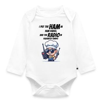 Strahlend lustiger Amateurfunker Koch - Baby Bio-Langarm-Body - Weiß - Vorne