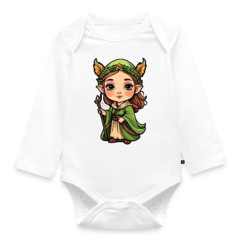 Druidin Druide Fantasy Illustration - Baby Bio-Langarm-Body - Weiß - Vorne