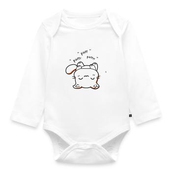 Chaton kawaii ronronne - Body Bébé bio manches longues - blanc - Devant