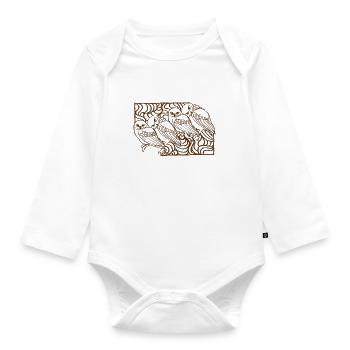 Süße Hand gezeichnete Eulen, Illustration - Baby Bio-Langarm-Body - Weiß - Vorne