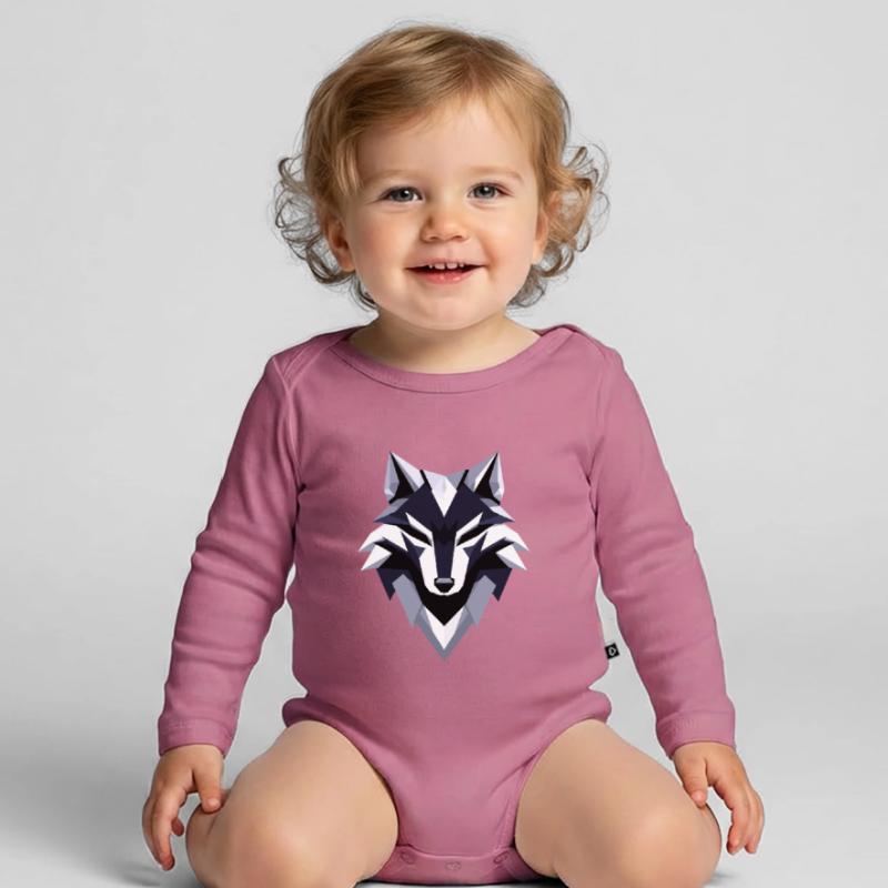 Conception du logo Wolf Low Poly Body Bébé bio manches longues