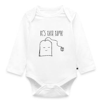 Thé, tasse à thé, sachet de thé, cadeau thé-ami - Body Bébé bio manches longues - blanc - Devant