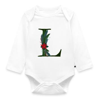 L – dekoratives Schriftzeichen – Weihnachten - Baby Bio-Langarm-Body - Weiß - Vorne