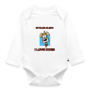 Spoiler Alert I Love Dogs Cartoon Canine - Organic Longsleeve Baby Bodysuit - white - Front