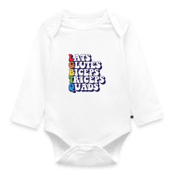 LGBTQ Rainbow Pride Lats Glutes Biceps Triceps - Organic Longsleeve Baby Bodysuit - white - Front