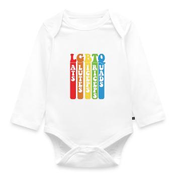 LGBTQ Rainbow Pride Lats Glutes Biceps Triceps - Organic Longsleeve Baby Bodysuit - white - Front