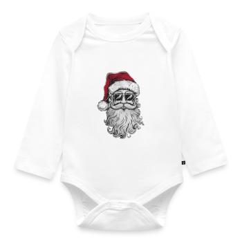 Lunettes de soleil visage de Père Noël avec chapeau barbe Noël - Body Bébé bio manches longues - blanc - Devant