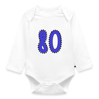 80. 80 JAHRE. 80. JAHRESTAG. 80-JÄHRIGES JUBILÄUM. - Baby Bio-Langarm-Body - Weiß - Vorne