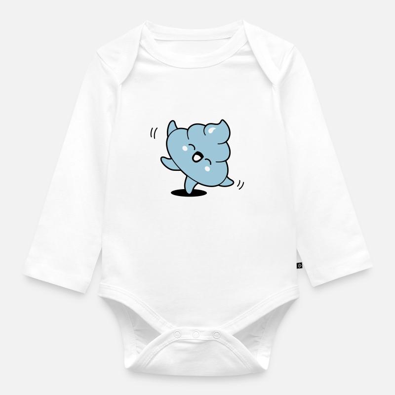 Caca kawaii danse - Body Bébé bio manches longues - blanc