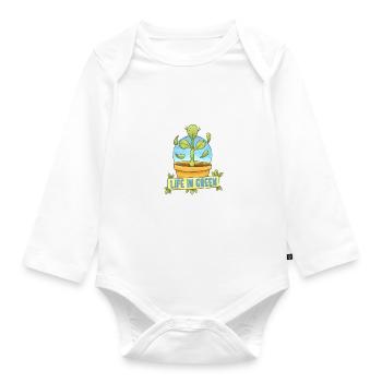 Life in Green - Organic Longsleeve Baby Bodysuit - white - Front