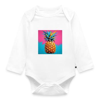 Ananas POP ART - Body Bébé bio manches longues - blanc - Devant