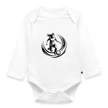 Female Soccer Player Silhouette - Organic Longsleeve Baby Bodysuit - white - Front