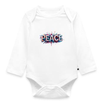 PEACE – an expression of freedom and hope - Organic Longsleeve Baby Bodysuit - white - Front