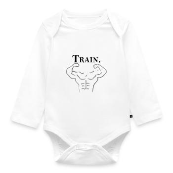 Train Training Workout Weight Training Muscles - Organic Longsleeve Baby Bodysuit - white - Front