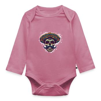 Crâne mexicain - Body Bébé bio manches longues - mauve - Devant