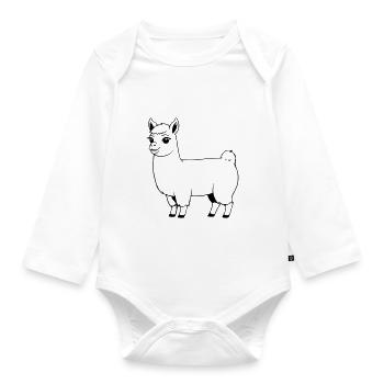 Llama as vector graphic - Organic Longsleeve Baby Bodysuit - white - Front