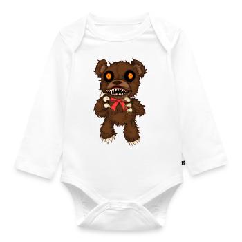 Zombie Teddy Horreur Peluche Halloween - Body Bébé bio manches longues - blanc - Devant