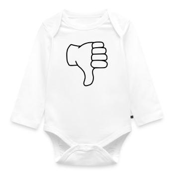 Emoji Daumen runter Skizze schwarz - Baby Bio-Langarm-Body - Weiß - Vorne