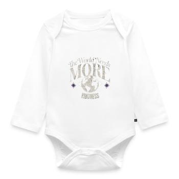 The World Needs More Kindness Globe Design - Organic Longsleeve Baby Bodysuit - white - Front