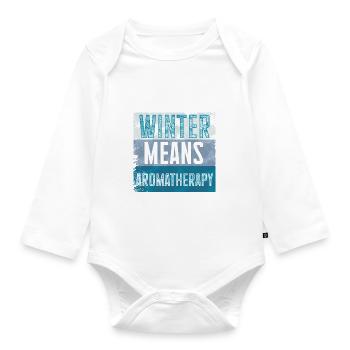 Winter Means Aromatherapy Joy for Relaxation - Organic Longsleeve Baby Bodysuit - white - Front