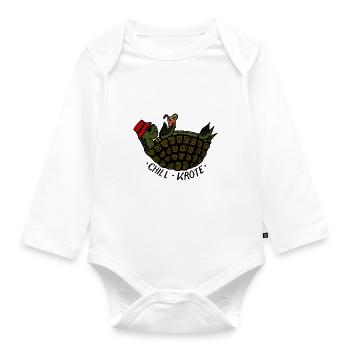 Chill-Kröte - Schildkröte am chillen - Baby Bio-Langarm-Body - Weiß - Vorne