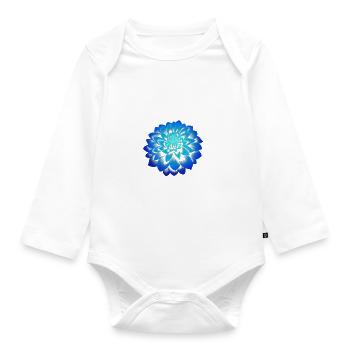 Peony blue - Organic Longsleeve Baby Bodysuit - white - Front