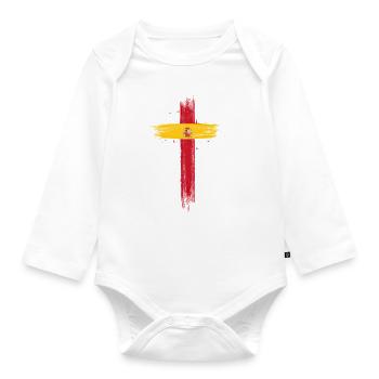 Spain Flag Vintage Spanish Flag Distressed Look - Organic Longsleeve Baby Bodysuit - white - Front