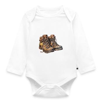 Hiking Shoes - Organic Longsleeve Baby Bodysuit - white - Front