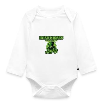 Irische Küsse sorgen jeden Tag für ein glückliches Gefühl St. Patricks - Baby Bio-Langarm-Body - Weiß - Vorne