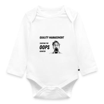 Quality Management - Fighting the Oops Counter - Organic Longsleeve Baby Bodysuit - white - Front