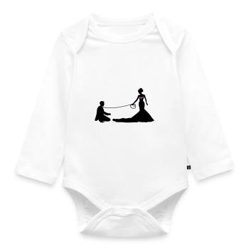 Hochzeit Brautpaar Leine - Baby Bio-Langarm-Body - Weiß - Vorne