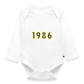 1986 Year Birthday - Organic Longsleeve Baby Bodysuit - white - Front