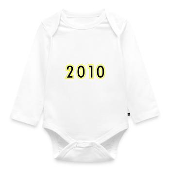 2010 Year Birthday - Organic Longsleeve Baby Bodysuit - white - Front