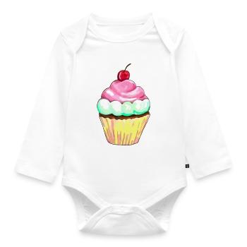 gâteau - Body Bébé bio manches longues - blanc - Devant