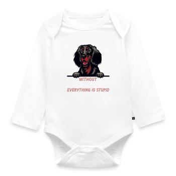 Ohne Gordon Setter ist alles doof - Baby Bio-Langarm-Body - Weiß - Vorne