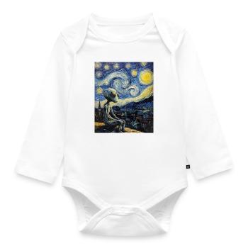 Alien nuit étoilée style van gogh - Body Bébé bio manches longues - blanc - Devant