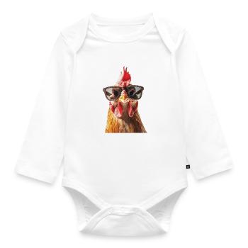 Lunettes de soleil Chicken Rooster - Body Bébé bio manches longues - blanc - Devant