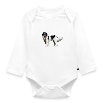 My Best Friend and Helper is my Landseer - Organic Longsleeve Baby Bodysuit - white - Front