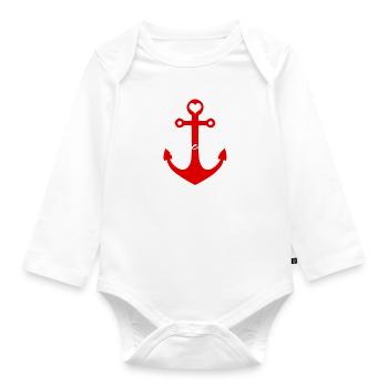 Ostseeliebe - Anker - Koordinaten Rügen - Baby Bio-Langarm-Body - Weiß - Vorne