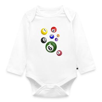 billardkugeln,billard,kugeln,kostüm - Baby Bio-Langarm-Body - Weiß - Vorne