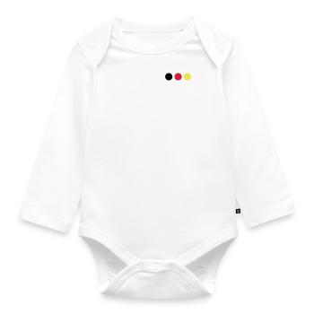Points noirs, rouges et jaunes - Body Bébé bio manches longues - blanc - Devant