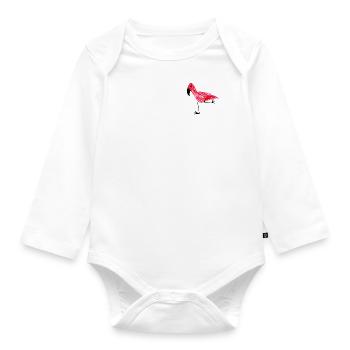 Flamingo Design - Baby Bio-Langarm-Body - Weiß - Vorne