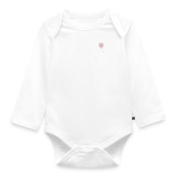 rose rose au contour blanc - Body Bébé bio manches longues - blanc - Devant
