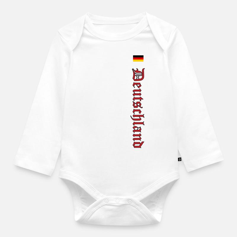 Germany with Old German Script - Organic Longsleeve Baby Bodysuit - white