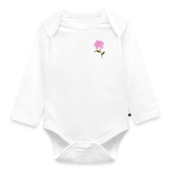 Geburtsblume Mai Lilie - Baby Bio-Langarm-Body - Weiß - Vorne