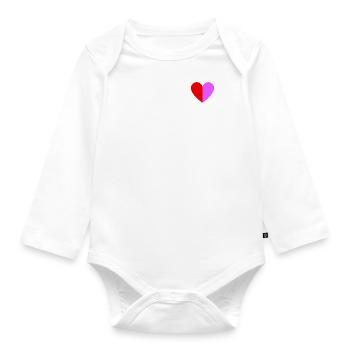 Two-tone heart dark red-pink - Organic Longsleeve Baby Bodysuit - white - Front