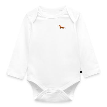 Kleiner süßer Dackel Karamell - Baby Bio-Langarm-Body - Weiß - Vorne