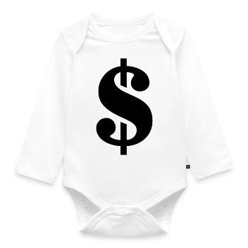 dollar sign - Organic Longsleeve Baby Bodysuit - white - Front